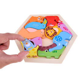 Farebné drevené puzzle Zoo...