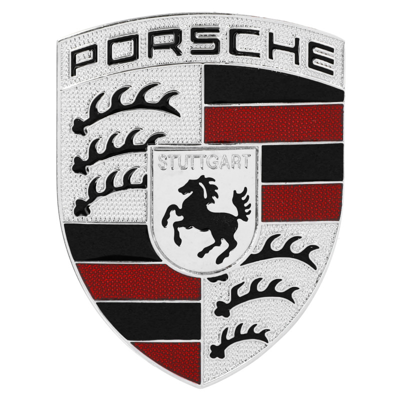 Emblém Porsche Stuttgart s držiakom - strieborná farba